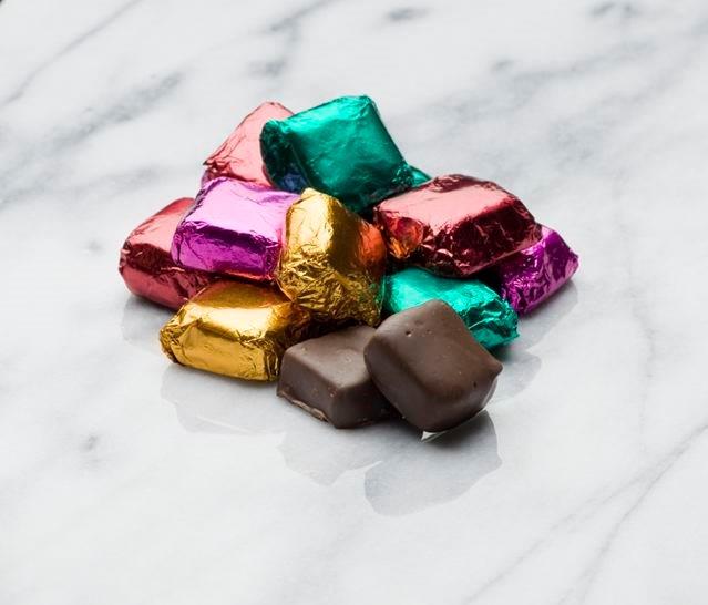 Chocolate Dipped Almond Caramel Chews