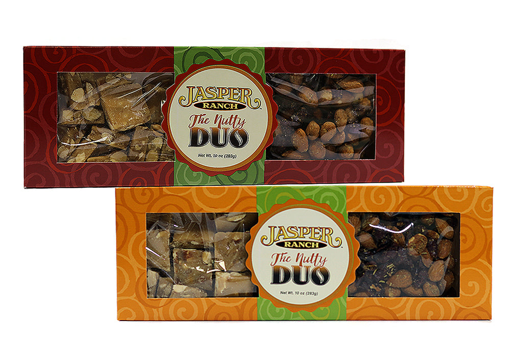 Nutty Duo, Rosemary Garlic Almonds with Cranberries & Almond Brittle