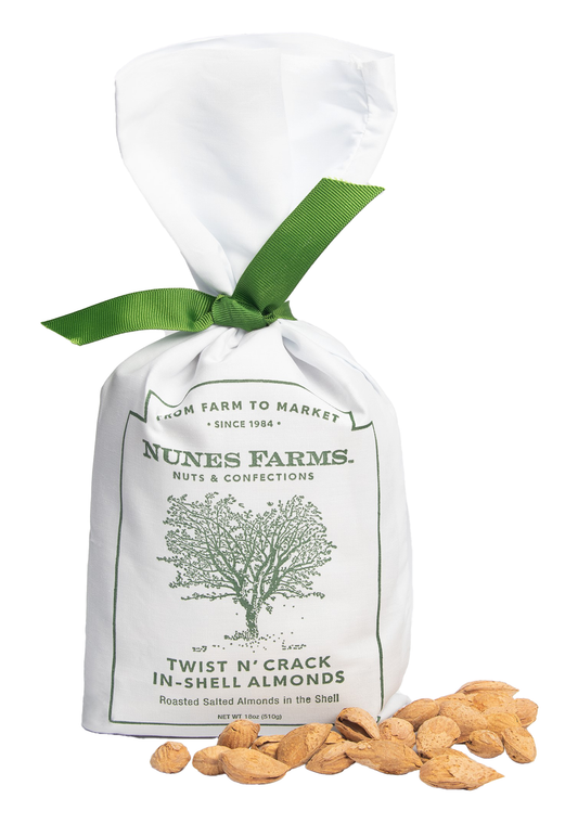 Inshell Almonds - Salted - Decorative Cloth Bag